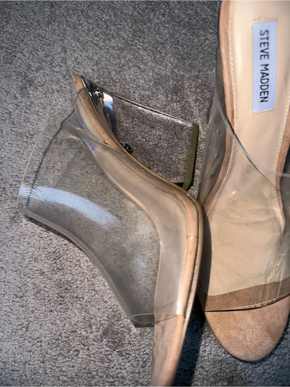 Steve Madden Evolve Clear PVC Wedge Sandals with Nude Footbed